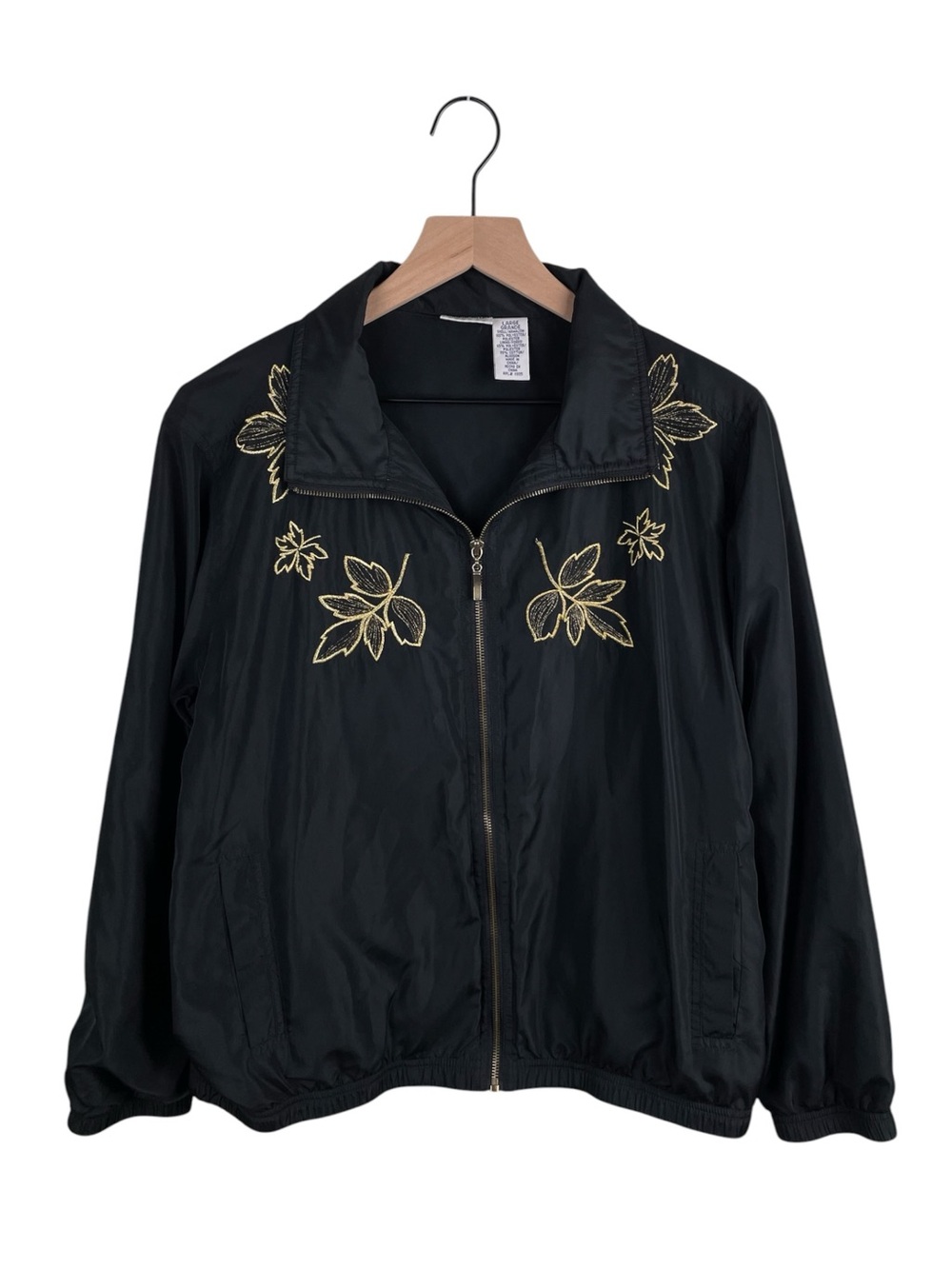 Vintage Cabin Creek Windbreaker Jacket Womens Size Large Embroidered Fall Leaves